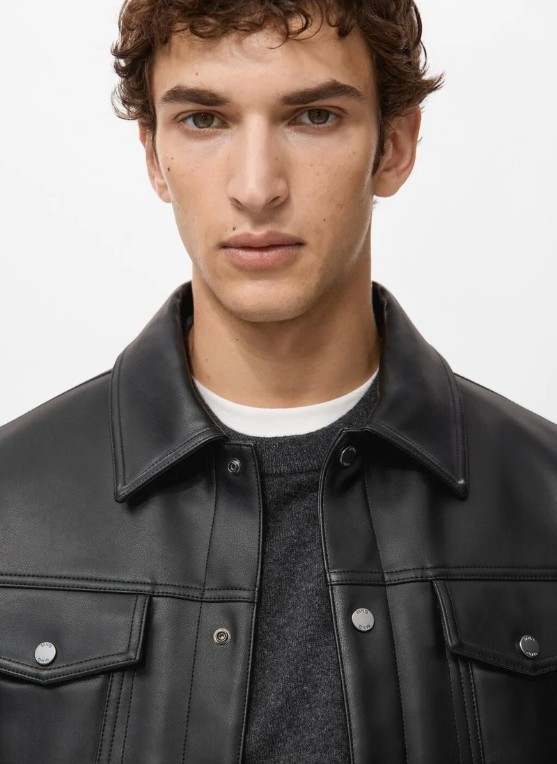Mango Man  Faux-leather jacket with pockets for Men | Best Price UAE